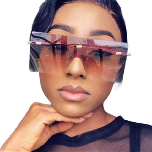 Oversized Rimless Luxury Sunglasses Eyewear - Picture 3 of 9